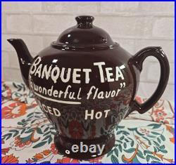 Rare Vintage Banquet Tea Oversized Store Display Brown Glazed Teapot