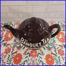 Rare Vintage Banquet Tea Oversized Store Display Brown Glazed Teapot