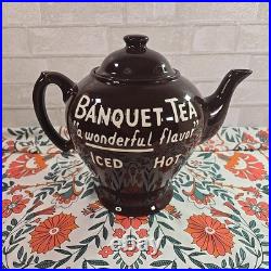 Rare Vintage Banquet Tea Oversized Store Display Brown Glazed Teapot