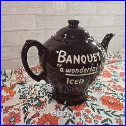 Rare Vintage Banquet Tea Oversized Store Display Brown Glazed Teapot