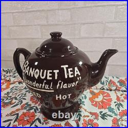 Rare Vintage Banquet Tea Oversized Store Display Brown Glazed Teapot