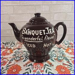 Rare Vintage Banquet Tea Oversized Store Display Brown Glazed Teapot