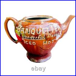 Rare Vintage Banquet Tea Oversized Store Display Brown Glazed Teapot No Top