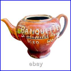 Rare Vintage Banquet Tea Oversized Store Display Brown Glazed Teapot No Top