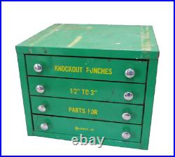 Rare Vintage GREENLEE Knockout Punch Store Display 4 Drawer Metal Parts Cabinet
