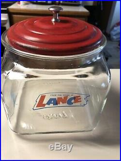 Rare Vintage Large Lance Cracker Cookie Jar Store Display with Metal Lid
