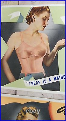 Rare Vintage Maidenform Bra Store Advertisement 1940s DISPLAY DOUBLE SIDED