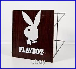 Rare Vintage Playboy Magazine Wood & Metal Wall Mount Store Display Rack