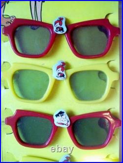 Rare Vintage Store Display of Flintstones Sunglasses, All Mint and Unused