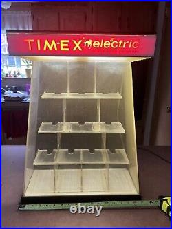Rare Vintage Timex Electric Never Needs Winding Lighted 70s Watch Display Case