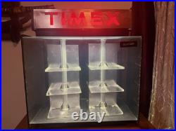 Rare Vintage Timex Electric Watch Display Case Lighted Mechanical Revolving