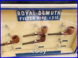 Rare Vtg 1950s Royal Demuth Filter Pipe Counter Store Display Case 4 Pipes WDC