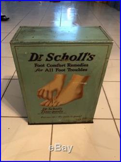 Rare Vtg Antique DR. Scholl's General Store Tin Cabinet Advertsing Display