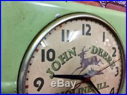 Rare Vtg John Deere Old Tractor Dealer Advertising Farm Store Display Clock Sign