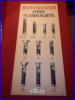 Rare Winchester Store 5 Panel Window Sign Display Rifles Ammunition Flashlights