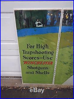 Rare Winchester Store 5 Panel Window Sign Display Trap Shooting Model 12 Shotgun