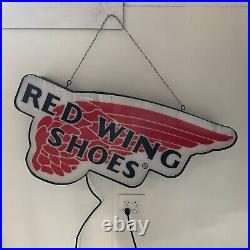 Red Wing Shoes Boots Store Window Display Light Vintage Promo Advertising