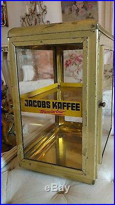 SHABBY ANTIQUE VTG METAL TIN LIKE old STORE display JACOBS KAFFEE case