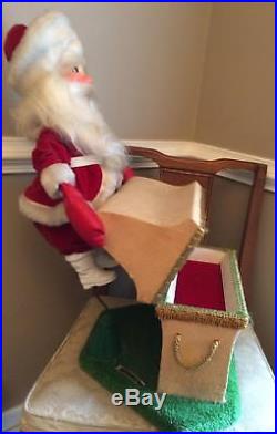 Santa Claus Opens Treasure Chest Animated Vintage Christmas Store Display WORKS