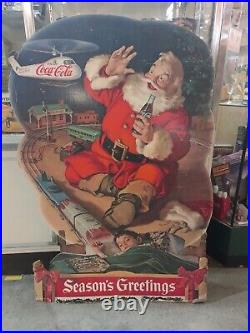 Santa Vintage CocaCola Helicopter Display (1962) Advertising Poster Rare Standee