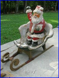 Santa in Sleigh with Reindeer Vintage Department Store Christmas Display Figures