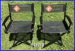 Set Of 2 1990s Nike Folding Director Chairs Display Vintage Black/Orange Logo