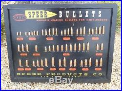 Speer Bullet Board Speer Wooden 1961 bullet Sign 57 Bullets Speer Store Display