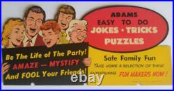 Store Display Sign Adams' Jokes Tricks Puzzles Toys 1957 Vintage Original Small