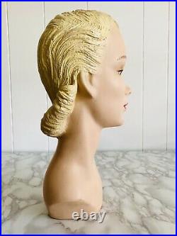 Stunning Vintage 1930's Plaster Store Display Lady Mannequin Hat Head Bust #45