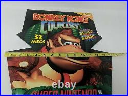 Super Nintendo SNES Donkey Kong Country Store Display Promo Standee Sign VTG