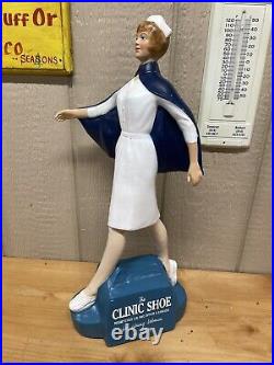 The Clinic Shoes Nurse Advertising Store Display Statue Vintage 23 Tall Sign