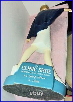 The Clinic shoes Nurse advertising store display statue Vintage 23 tall