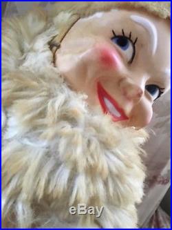 The Cutest Vintage Stuffed Plush Santa Claus! Big Eyes Flirty Store Display 36