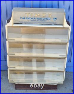 Timex Water Resistant Calendar Watch Display Case Four-shelf Vintage Mid-Century