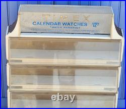 Timex Water Resistant Calendar Watch Display Case Four-shelf Vintage Mid-Century
