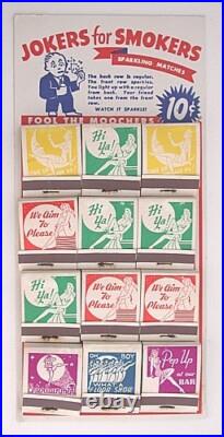 Trick Joke Matchbooks on Store Display Card Vintage Original 1950's #1 Gag NOS