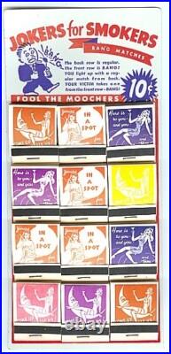 Trick Joke Matchbooks on Store Display Card Vintage Original 1950's #2 Gag NOS
