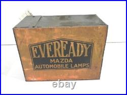 VINTAGE 1920'S-30'S EVEREADY MAZDA AUTO LAMPS DISPLAY CABINET 22 1/2x17x12
