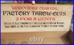 VINTAGE 1932 VANDEN BERGE CIGAR STORE DISPLAY BOX FACTORY THROW OUTS 2 FOR 5c