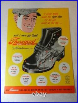 VINTAGE ADVERTISING SIGN- 1950's THOROGOOD WORK SHOES SIGN-NOS- VINTAGE BOOTS