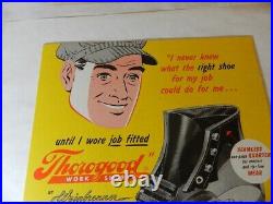 VINTAGE ADVERTISING SIGN- 1950's THOROGOOD WORK SHOES SIGN-NOS- VINTAGE BOOTS