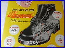 VINTAGE ADVERTISING SIGN- 1950's THOROGOOD WORK SHOES SIGN-NOS- VINTAGE BOOTS