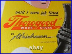 VINTAGE ADVERTISING SIGN- 1950's THOROGOOD WORK SHOES SIGN-NOS- VINTAGE BOOTS