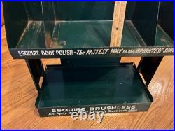 VINTAGE Esquire Brushless Shoe Polish Arthur Godfrey Store Counter Metal Display