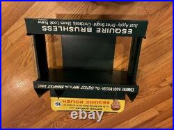 VINTAGE Esquire Brushless Shoe Polish Arthur Godfrey Store Counter Metal Display