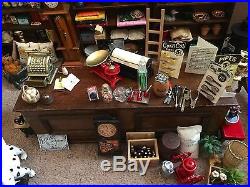 Vintage General Store Dollhouse Display Shelves Counter Miniatures Large Lot