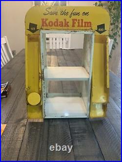 VINTAGE KODAK CAMERA STORE COUNTER FILM DISPENSER Display Case Orig. Glass RARE