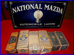 VINTAGE NATIONAL MAZDA AUTO LAMP BULB DISPLAY WithBULBS EDISON GE ANTIQUE GAS OIL