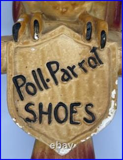VINTAGE POLL PARROT SHOES Advertising Store Sign Plaster Parrot