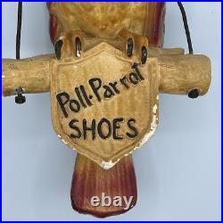 VINTAGE POLL PARROT SHOES Advertising Store Sign Plaster Parrot